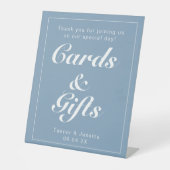 氷河の青と白のミニマモダンリストギフトテーブル 台座サイン (正面)