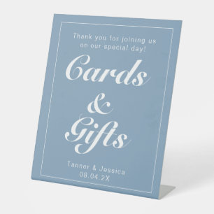 氷河の青と白のミニマモダンリストギフトテーブル 台座サイン