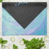 氷河ブルーモノグラム キッチンタオル (折り畳み)