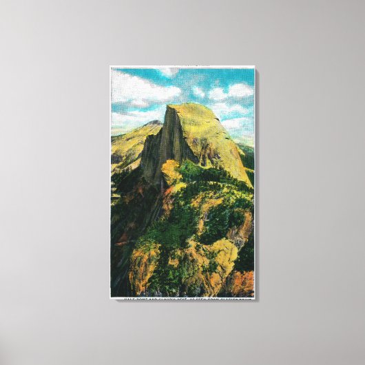 氷河ポイントからのハーフドームと雲の残り キャンバスプリント (正面)