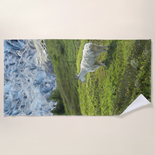氷河ヤギ – ビーチタオル (正面)