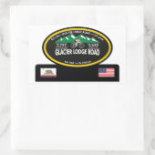 氷河ロッジロード – ビッグ・パイン， CA -"オーバルトロフィー" 長方形シール (バッグ)