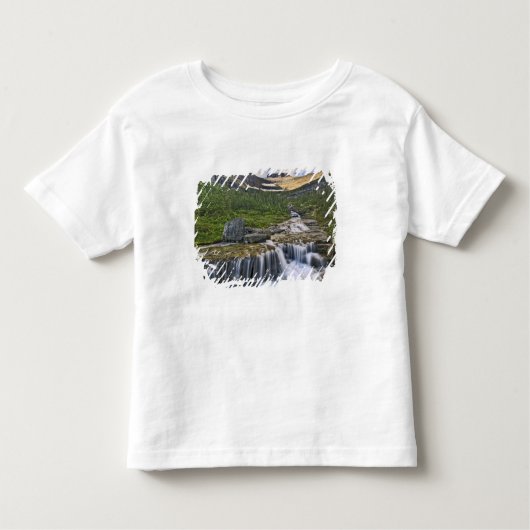 氷河国立公園のカスケードストリーム トドラーTシャツ (正面)
