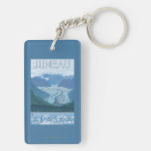氷河場面-ジュノー、アラスカ キーホルダー (裏面)