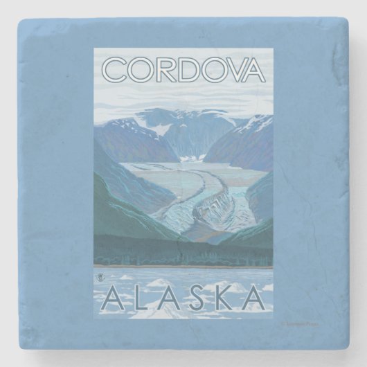 氷河場面- Cordova、アラスカ ストーンコースター (正面)