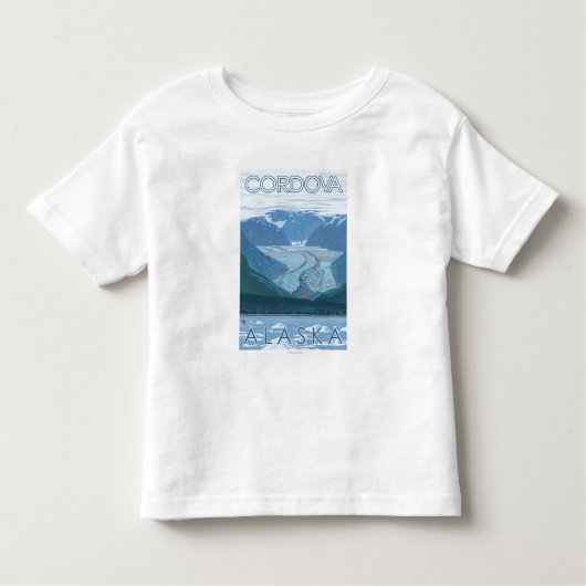 氷河場面- Cordova、アラスカ トドラーTシャツ (正面)