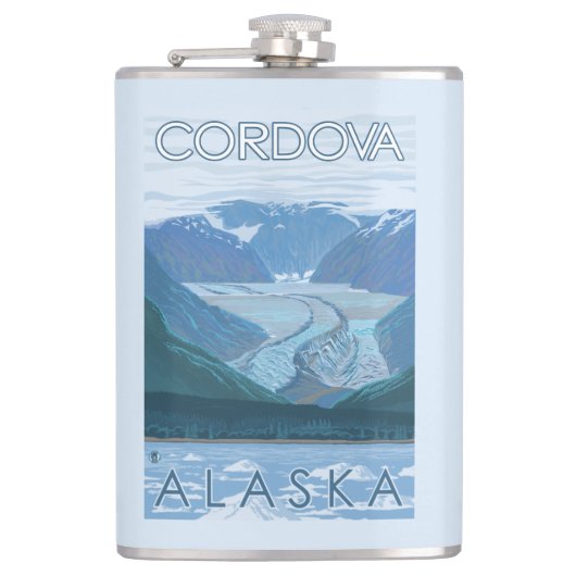 氷河場面- Cordova、アラスカ フラスク (正面)