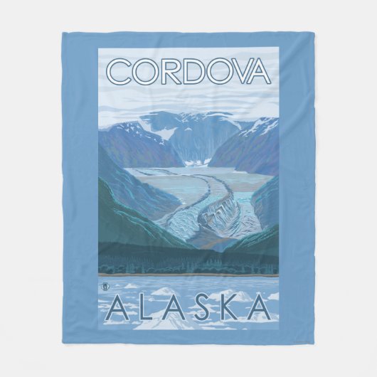 氷河場面- Cordova、アラスカ フリースブランケット (正面)