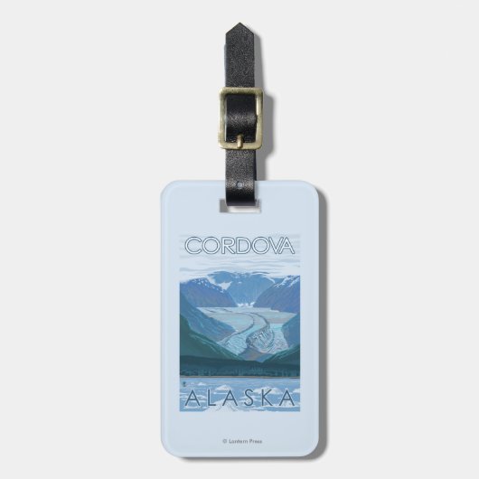 氷河場面- Cordova、アラスカ ラゲッジタグ (正面縦)