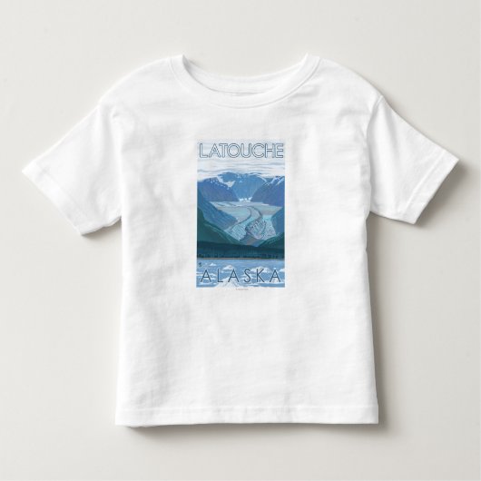 氷河場面- Latouche、アラスカ トドラーTシャツ (正面)