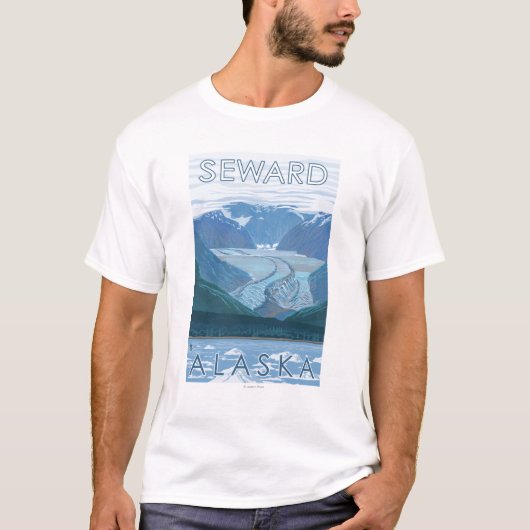 氷河場面- Seward、アラスカ Tシャツ (正面)