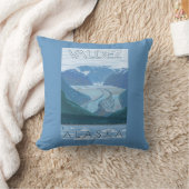 氷河場面- Valdez、アラスカ クッション (ブランケット)