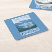 氷河場面- Valdez、アラスカ スクエアペーパーコースター (アングル)