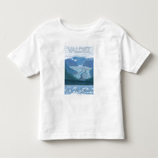 氷河場面- Valdez、アラスカ トドラーTシャツ (正面)