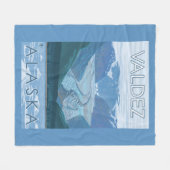 氷河場面- Valdez、アラスカ フリースブランケット (正面(横))
