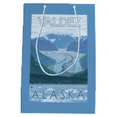 氷河場面- Valdez、アラスカ ミディアムペーパーバッグ (裏面)