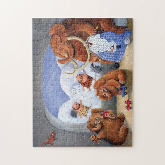 氷河期のマンモス家族 ジグソーパズル (縦)