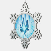 氷河湖 スノーフレークピューターオーナメント (右)