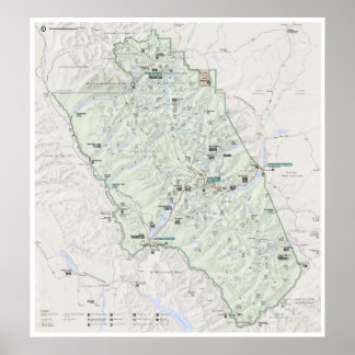 氷河（モンタナ）の地図ポスター ポスター