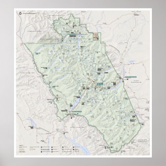 氷河（モンタナ）の地図ポスター ポスター (正面)