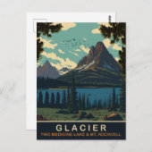 氷河、2つのメディシン湖とロックウェル山 ポストカード (正面/裏面)
