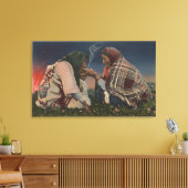 氷河、MT - 2つのブラックフット先住民喫煙 キャンバスプリント (インサイチュ (リビング))