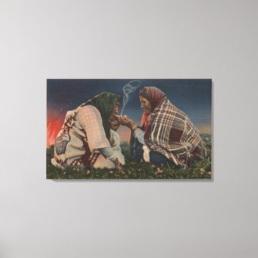 氷河、MT - 2つのブラックフット先住民喫煙 キャンバスプリント (正面)