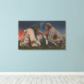 氷河、MT - 2つのブラックフット先住民喫煙 キャンバスプリント (インサイチュ (ウッドフロア))