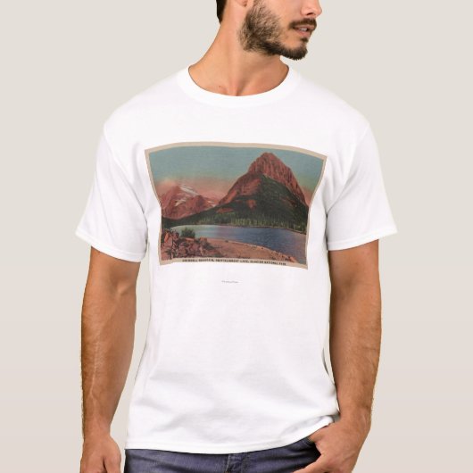 氷河、MT - Grinnell Mt.の眺め及びSwiftcurren Tシャツ (正面)