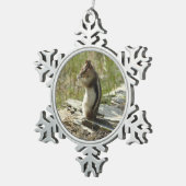 氷河Iの黄金のマントルの地面リス スノーフレークピューターオーナメント (右)