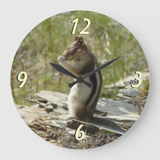 氷河Iの黄金のマントルの地面リス ラージ壁時計 (正面)