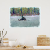 氷湖カッコいいウィンタースポーツテーマにスノーモービラー ポスター (キッチン)