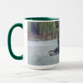 氷湖カッコいいウィンタースポーツテーマにスノーモービラー マグカップ (左)