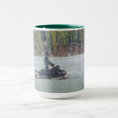 氷湖カッコいいウィンタースポーツテーマにスノーモービラー マグカップ (中央)