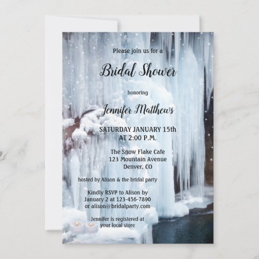 氷結晶きらめく冬ブライダルシャワー 招待状 (正面)