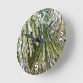 氷被覆松針冬植物学 ラウンド壁時計 (傾斜)