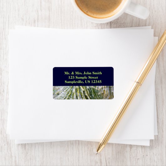 氷被覆松針冬植物学 ラベル (インサイチュ)