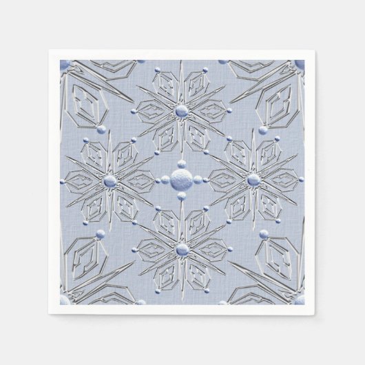 氷雪片クリスマス スタンダードカクテルナプキン (正面)