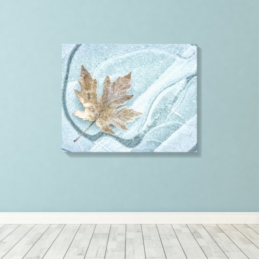 氷霜の降りたにモメ凍っていジの葉 キャンバスプリント (インサイチュ (ウッドフロア))
