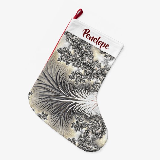 氷霜の降りたの結晶凍っていは名前とフラクタルに見える ラージクリスマスストッキング (正面 (吊り時))