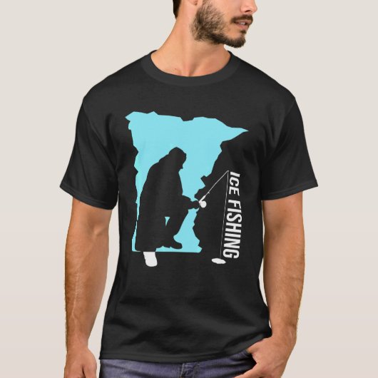 氷魚釣りグラフィック魚釣りロッド氷フィッシャー氷Fis Tシャツ (正面)