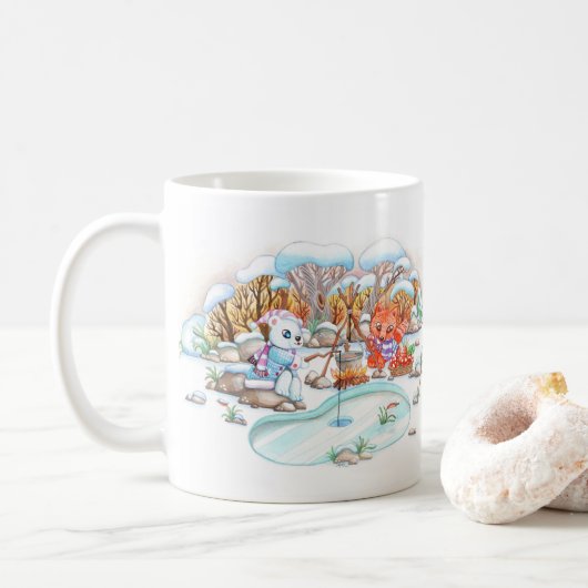 氷魚釣り コーヒーマグカップ (ドーナツ)