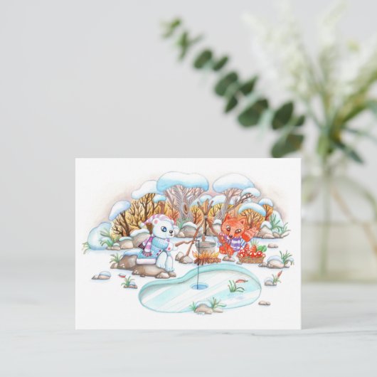 氷魚釣り ポストカード (スタンド正面)