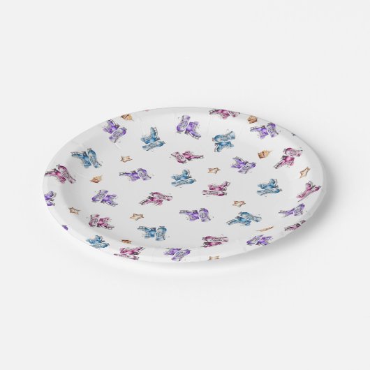 氷 – スケートで滑る誕生日プレート、氷スケートで滑るパーティー ペーパープレート (アングル)