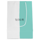 永久にティール（緑がかった色）の青あなた及び私結婚式の続きのパーティー ミディアムペーパーバッグ (裏面)