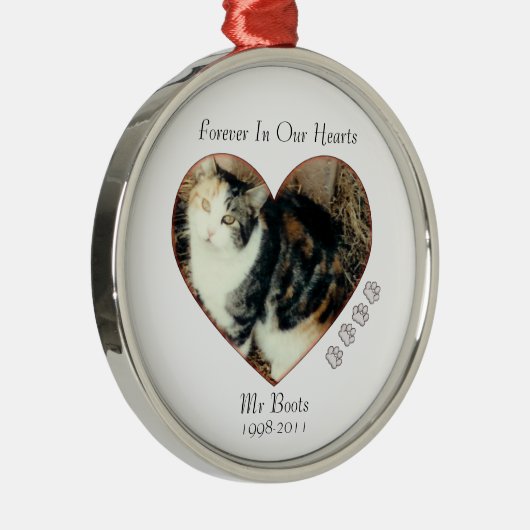永久にペット記念のオーナメントはあなたの写真を加えます メタルオーナメント (右)