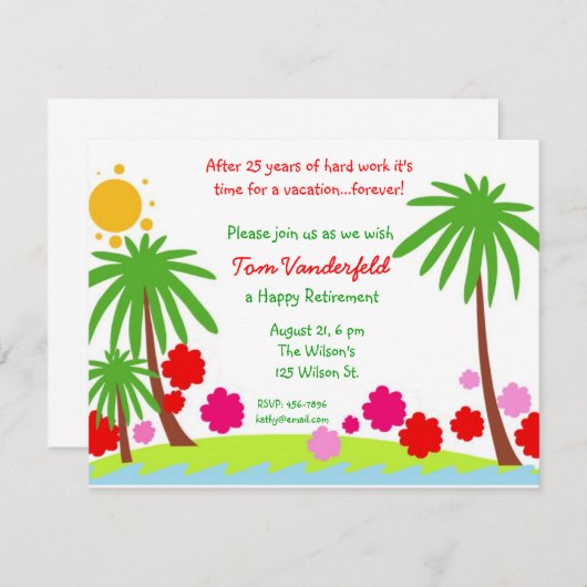 永久に休暇の退職のパーティの招待状 招待状 (正面/裏面)