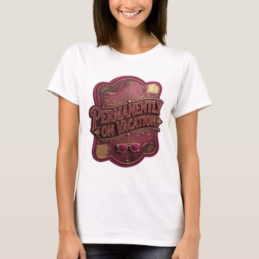 永久に休暇中 ゴールド カスタムTシャツ Tシャツ (正面)