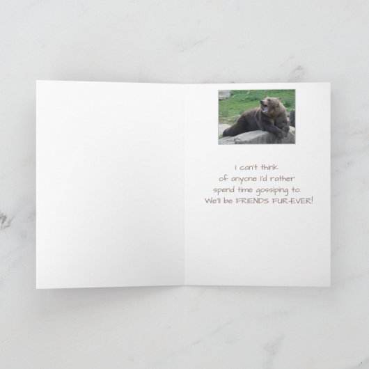 永久に友人か毛皮のGossipingくまのユーモア カード (内部)