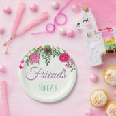 永久に友人のカラフルな花および蝶 ペーパープレート (パーティー)